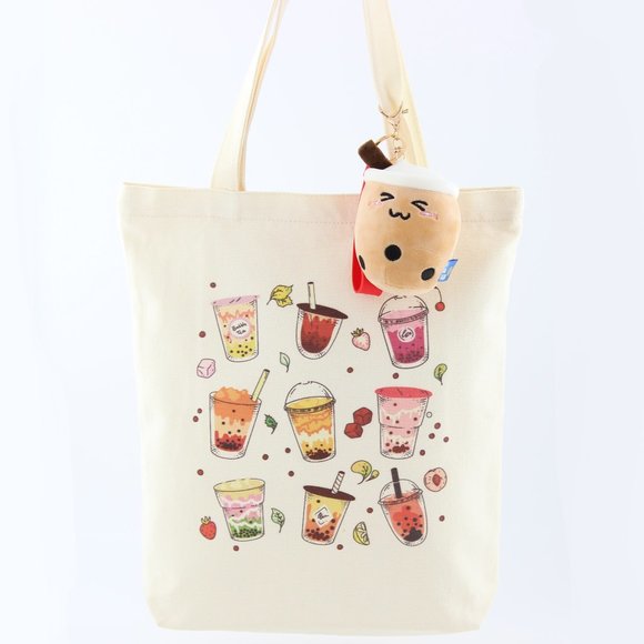 Boba Tote Bag with a Boba Plush Keychain - Picture 3 of 8